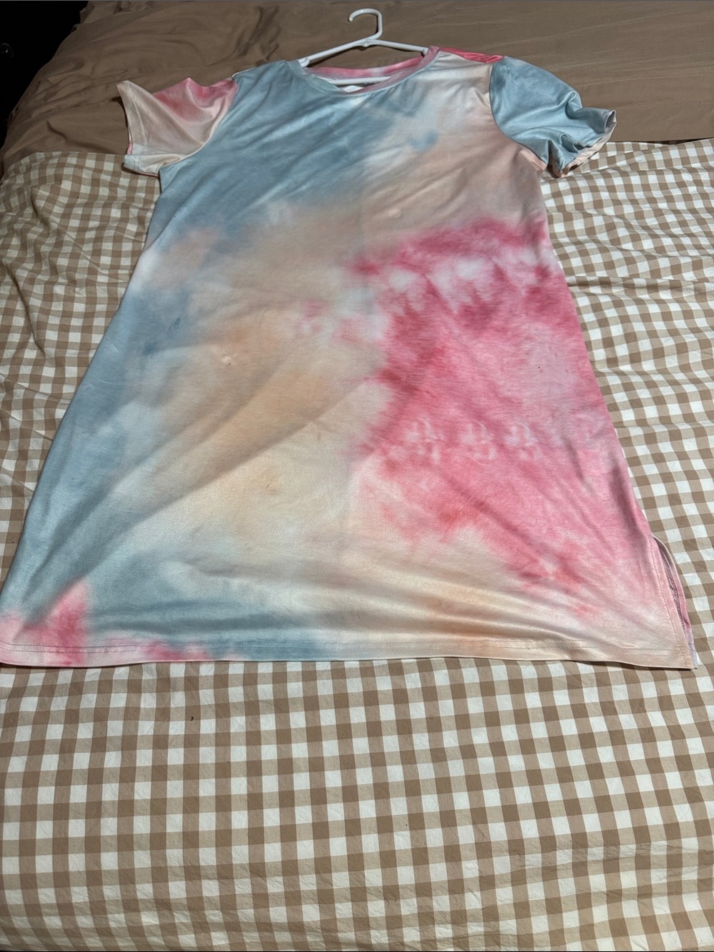Tie-Dye Midi Dress in Pastel Pink & Blue